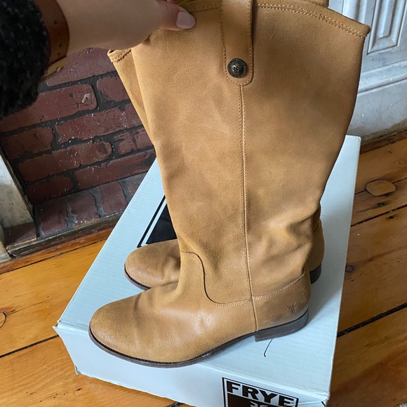 Frye Melissa Button Boots in Tan Suede - Picture 3 of 8